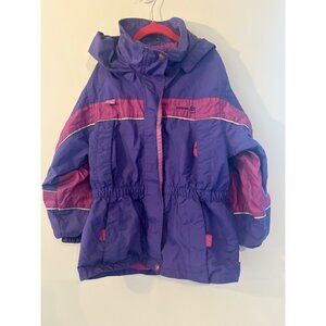 Vintage OshKosh‎ Girls 6X Purple Pink Jacket Double Zipper, Snaps,Hood Enclosure